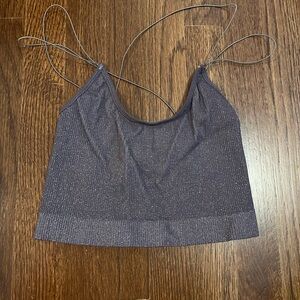 Sparkly Gray Spaghetti Strap Top